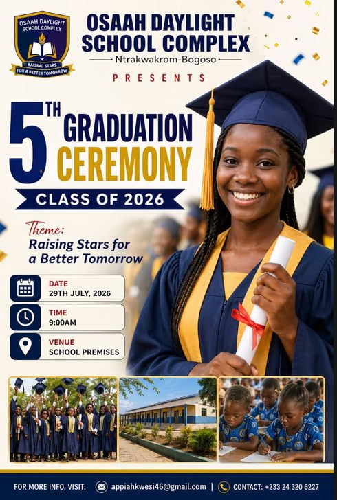 OSAAH Daylight School Complex fifth graduation ceremony announcement